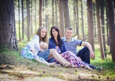 family in Formby woods