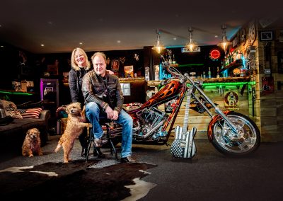 harley Davidson owners with their dogs