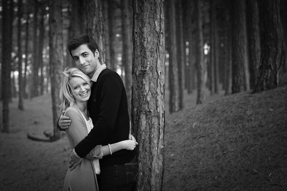 couple in formby woods by samantha brown photography